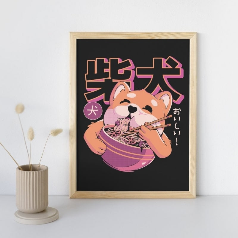 Japanilainen Shiba Noodle -juliste - A3