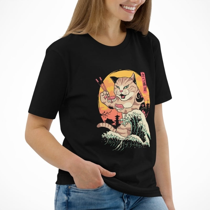Japanilainen Kaiju Neko Sushi T-paita T-paita