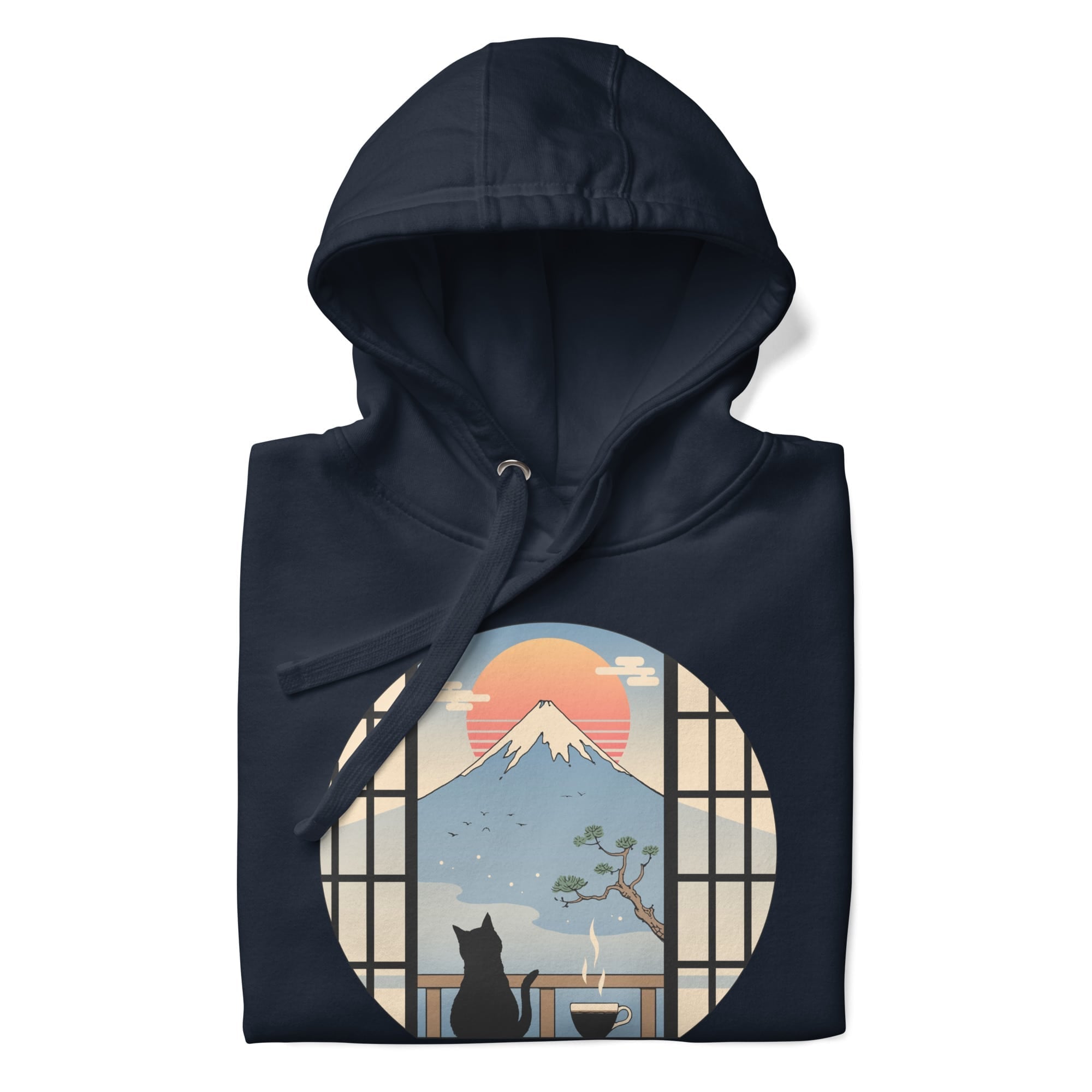 Japanilainen kissa & Fuji-vuori huppari