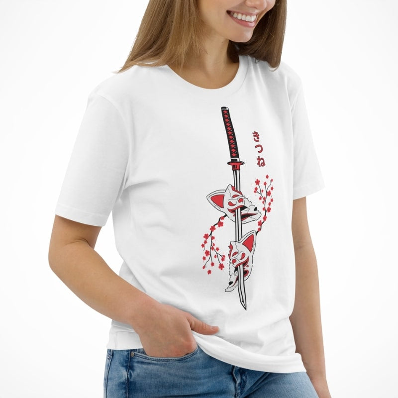 Japanilainen Kitsune Sakura T-paita