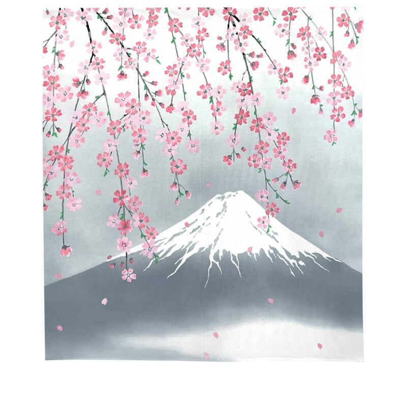 Japanilainen Noren Cherry & Fuji - 85 x 90 cm