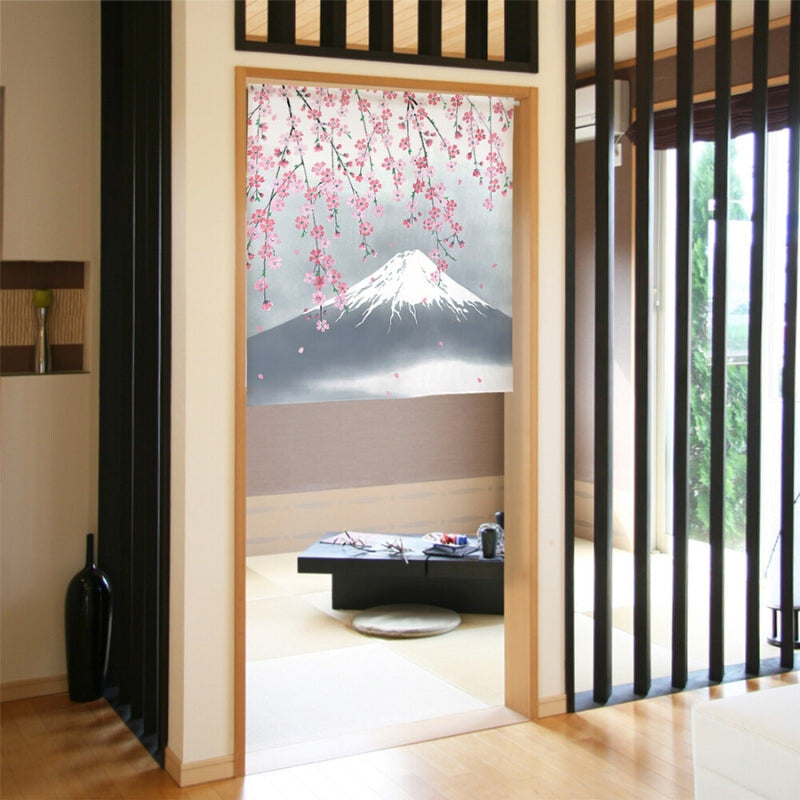 Japanilainen Noren Cherry & Fuji - 85 x 90 cm