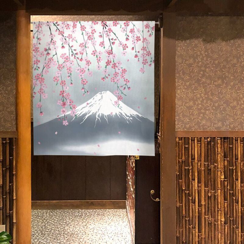 Japanilainen Noren Cherry & Fuji - 85 x 90 cm