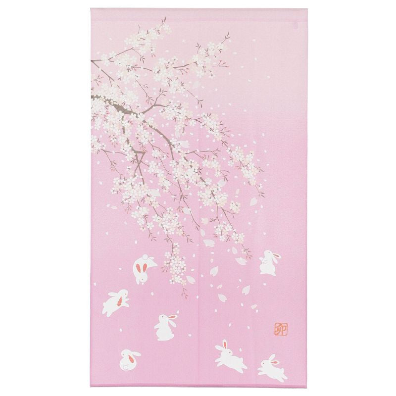 Sakura Usagi Japanilainen Noren - 85 x 150 cm