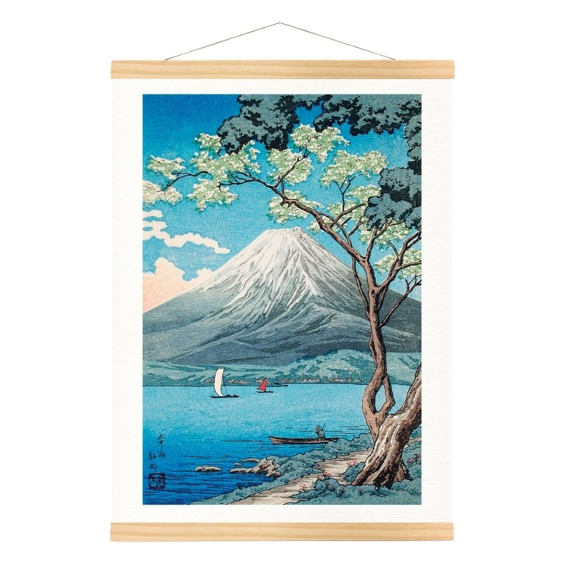 Japanilainen tuloste Yamanaka-järvi - A3