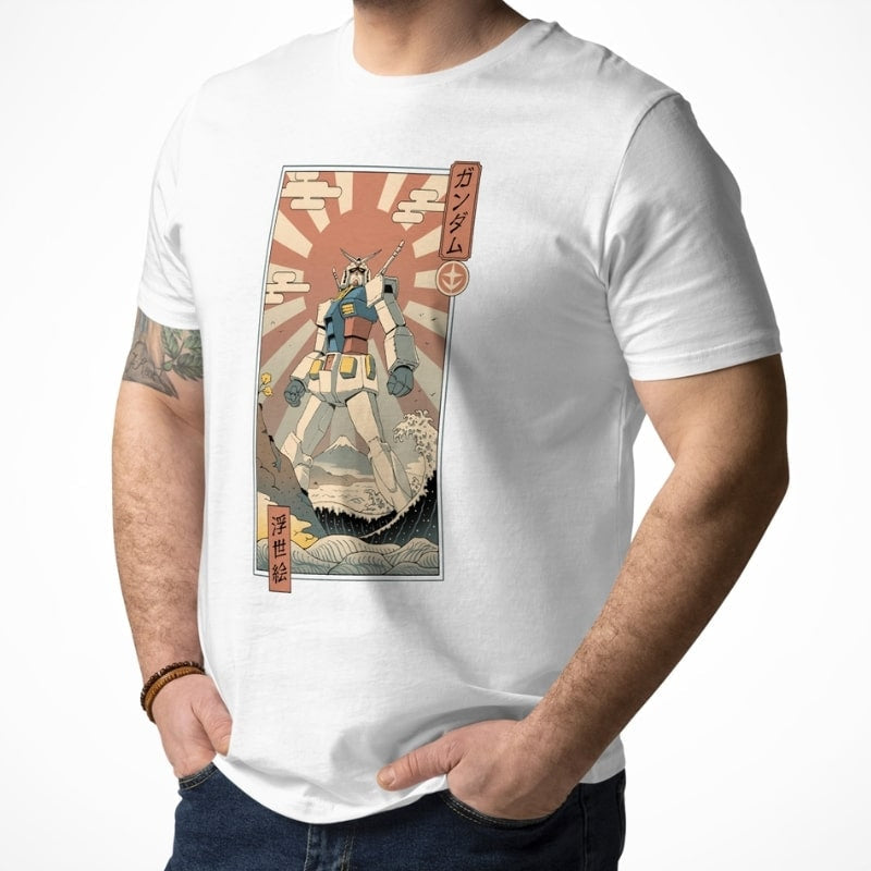 Japanilainen Ukiyo-e Mecha & Fuji T-paita