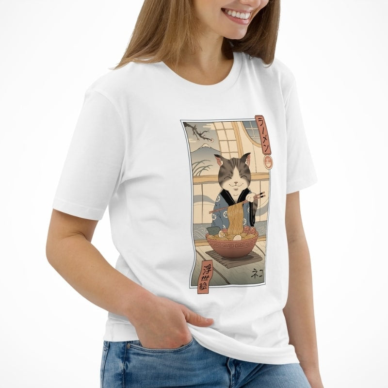 Japanilainen Ukiyo-e Neko Ramen T-paita