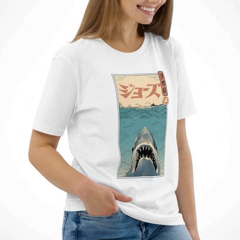 Japanilainen Ukiyo-e Shark Attack T-paita