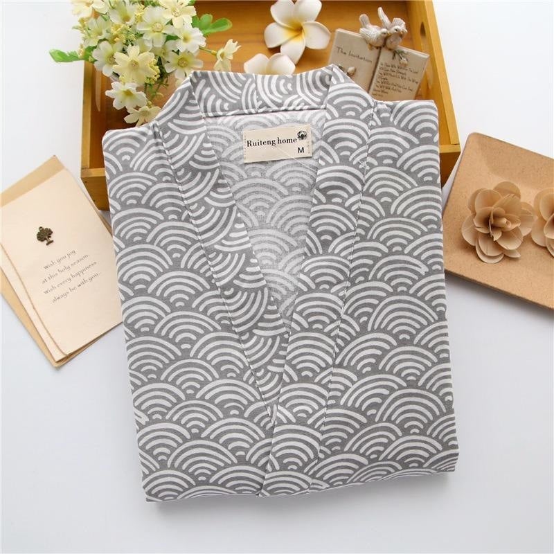Jinbei Cotton Seigaiha kuvio - Harmaa (housut) / M