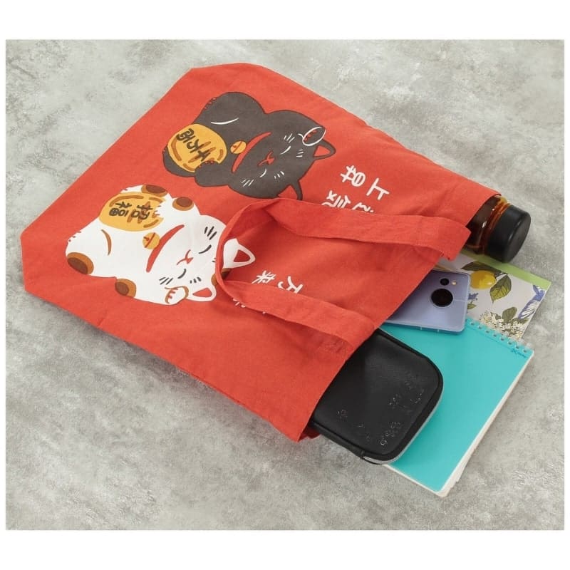 Kangaskassi punainen Maneki Neko Shōfuku