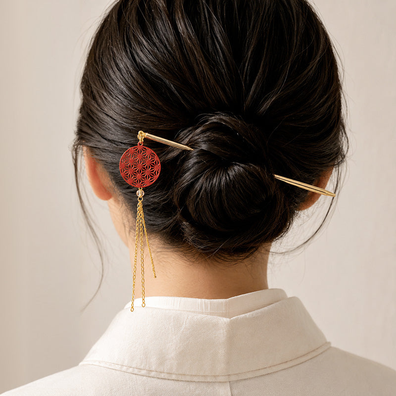 Japanilainen Kanzashi Asanoha kuvio Punainen