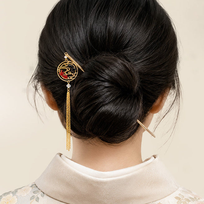 Japanilainen Kanzashi Punainen ja musta kala