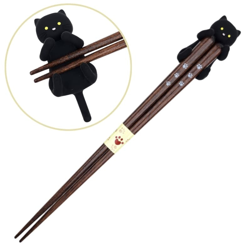 Kawaii japanilaiset syömäpuikot Musta kissa