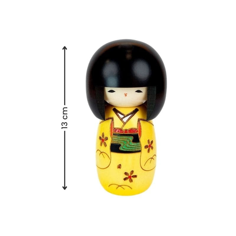 Keltainen Kokeshi-nukke