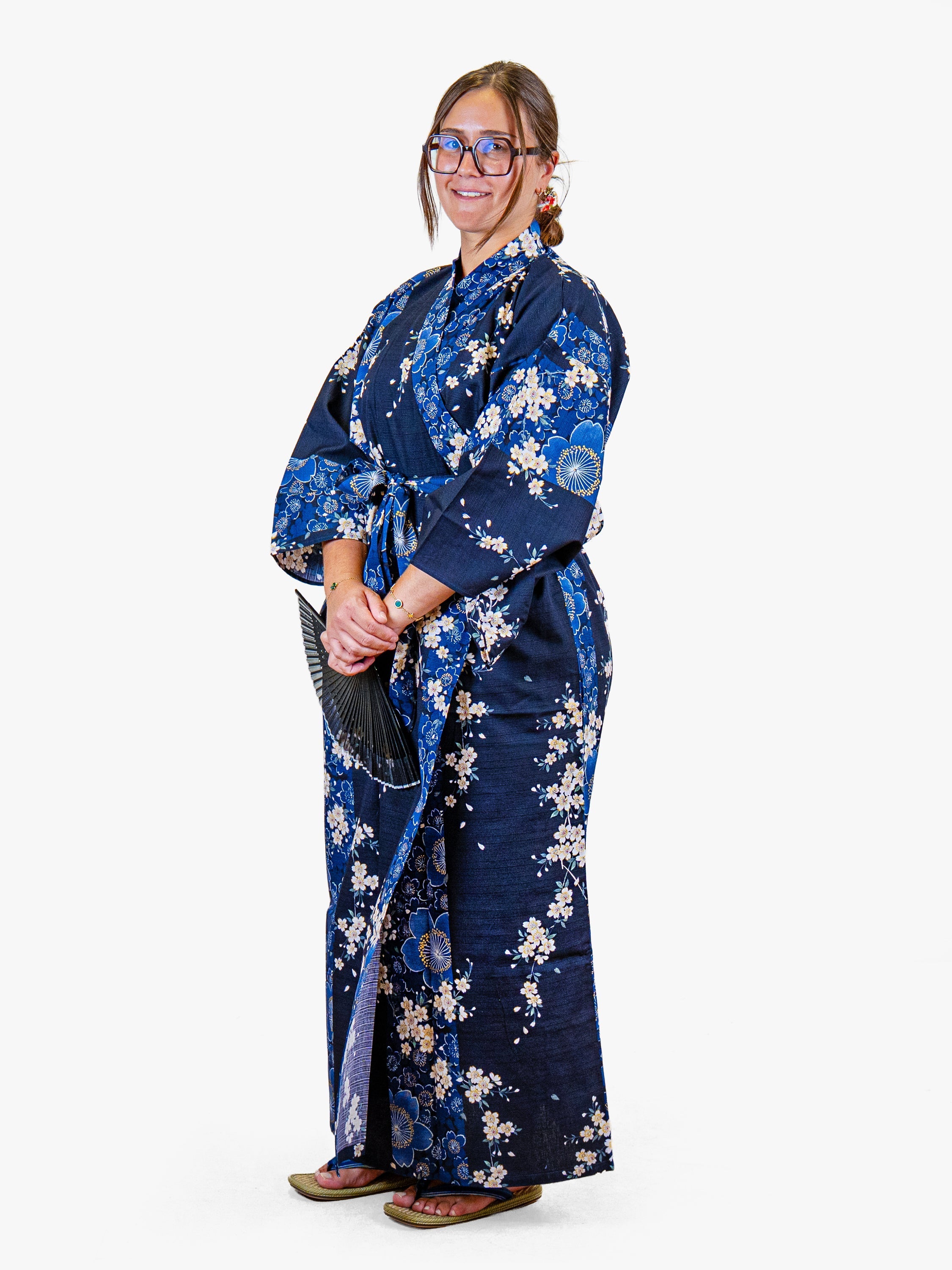 Naisten japanilainen kimono, sininen Sakura
