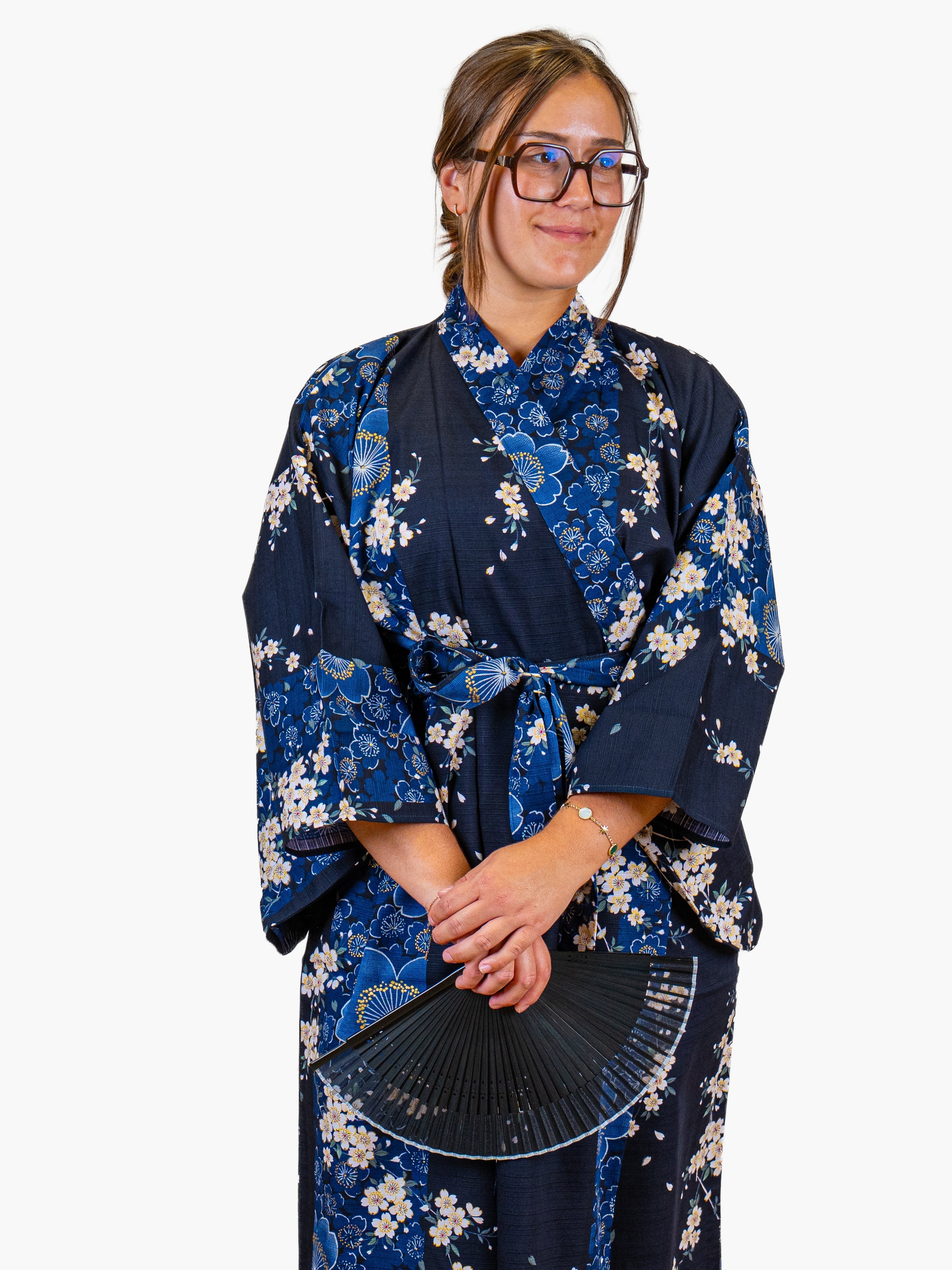 Naisten japanilainen kimono, sininen Sakura