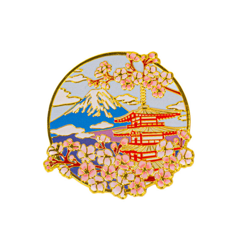 Japanilainen metallimagneetti: Fuji-pagodi ja sakura