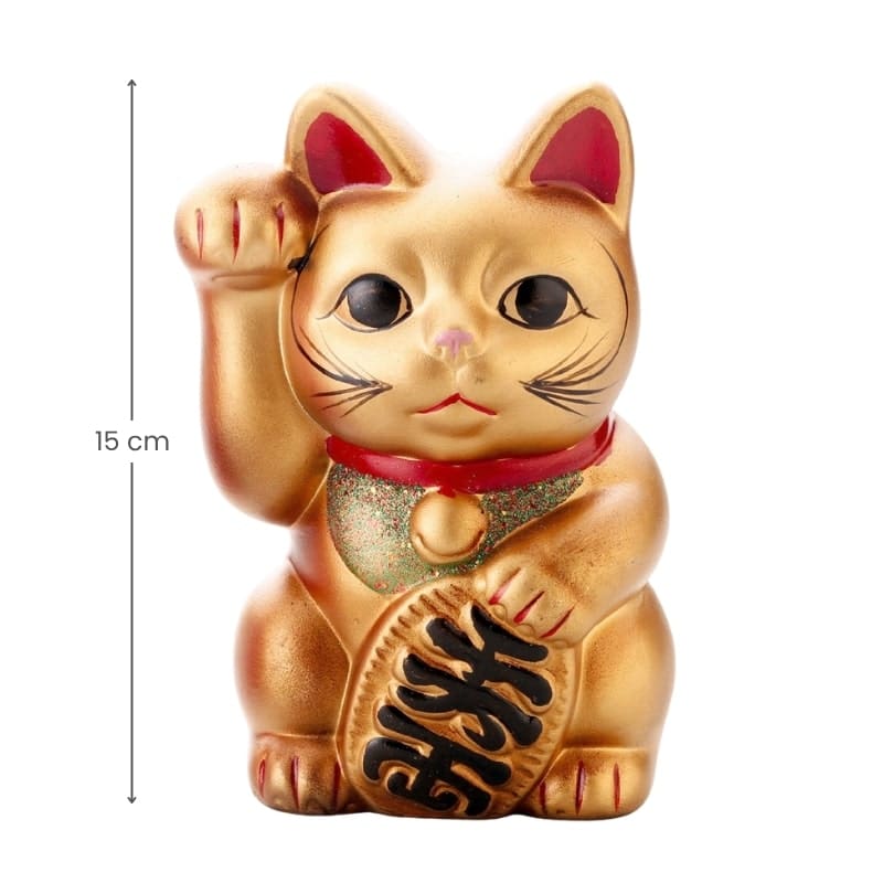 Maneki Neko kultainen keraaminen - 15 cm