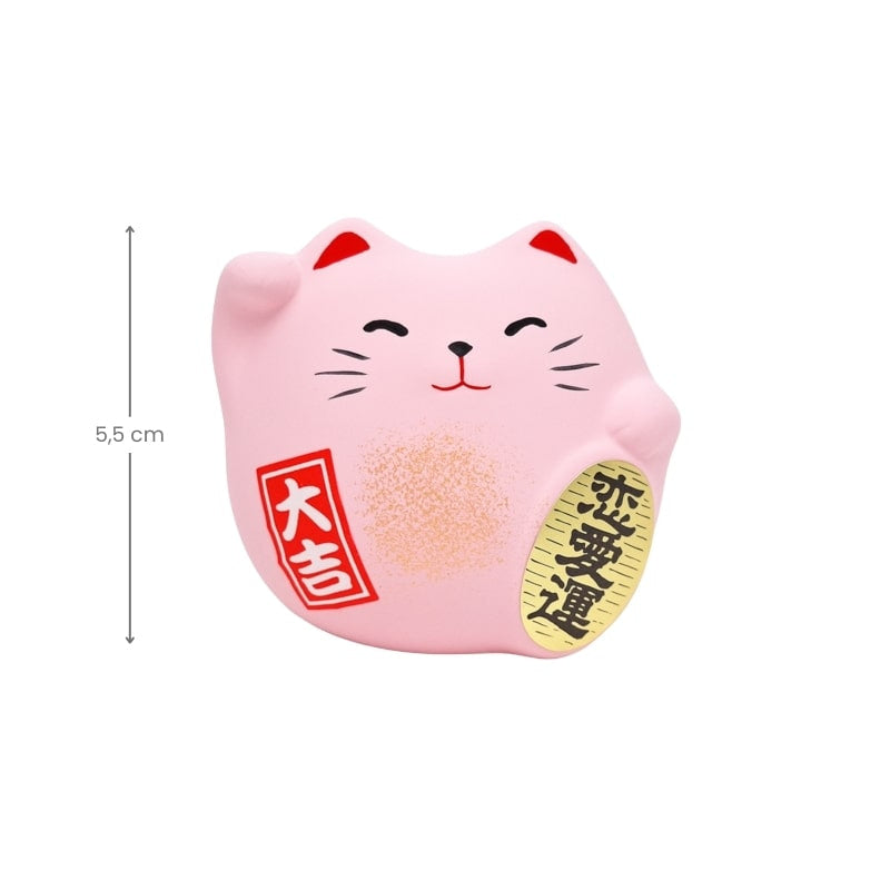 Maneki Neko pyöreä vaaleanpunainen