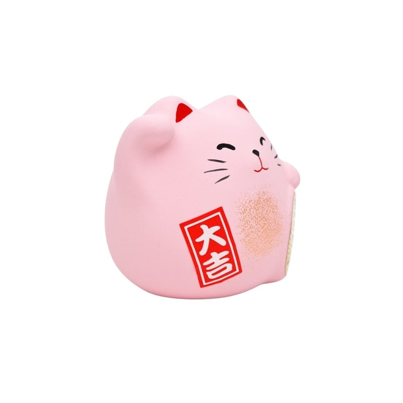 Maneki Neko pyöreä vaaleanpunainen
