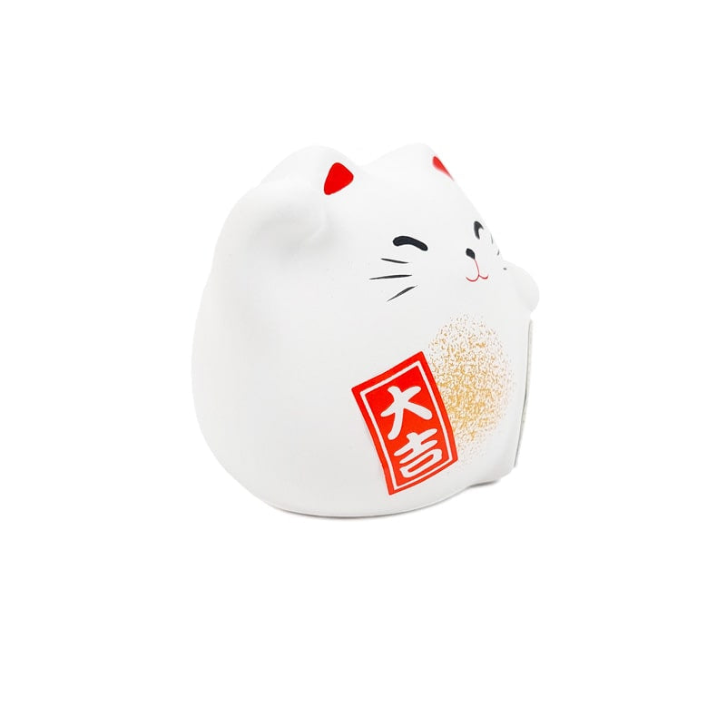 Maneki Neko pyöreä valkoinen