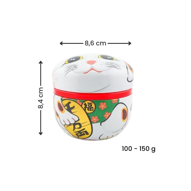 Maneki Neko Valkoinen metallinen teepakkaus