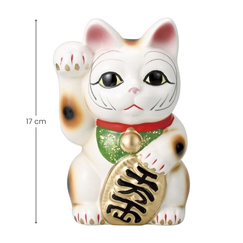 Maneki Neko Valkoinen Oikea Oikea tassu - 17 cm