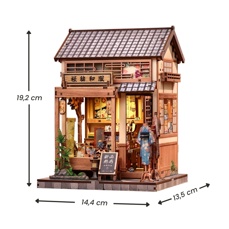 Japanilainen puinen pienoismalli Sakura Kimono Shop