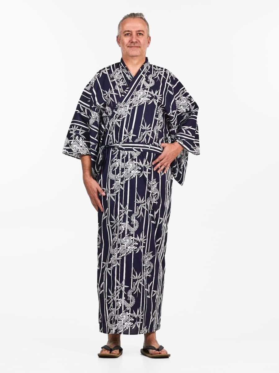 Miesten Bambu & Dragon Yukata Kimono - S