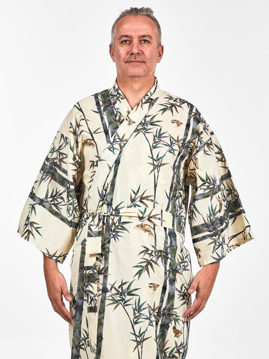 Miesten japanilainen bambu-kimono - Yksi koko