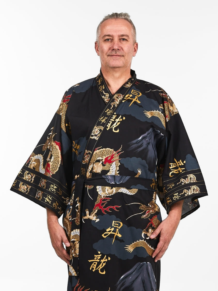 Miesten japanilainen lohikäärme Kimono - Yksi koko