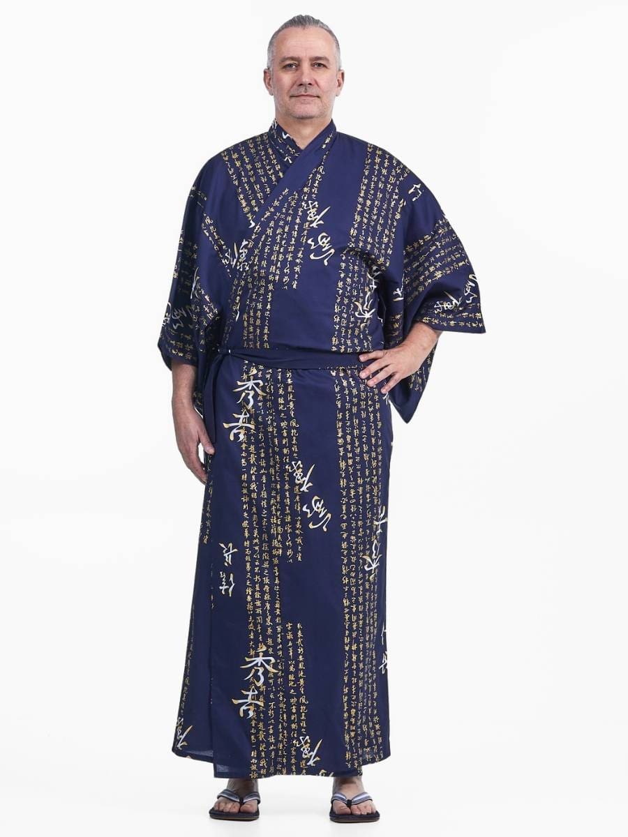 Miesten Kanji Yukata Kimono - S