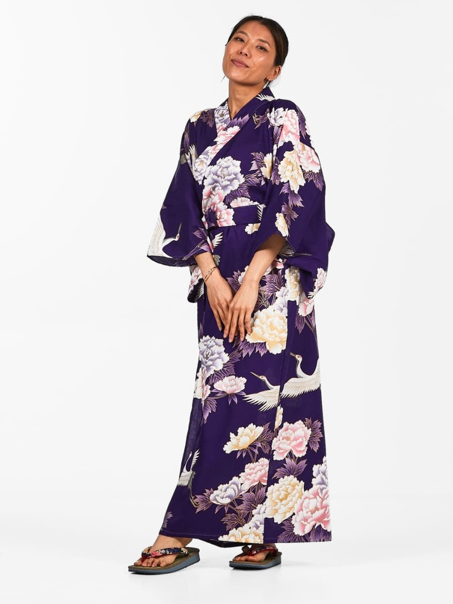 Naisten Botan to Tsuru Japanilainen Kimono - Yksi koko