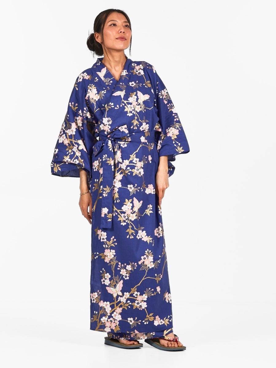 Naisten Yukata Kimono Sakura to Chō Sakura to Chō
