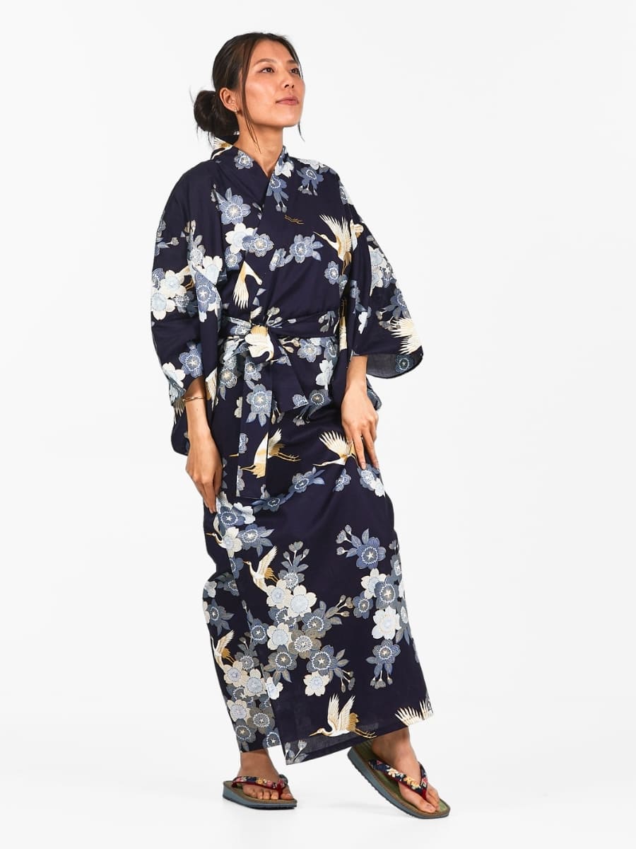 Naisten Yukata Kimono Sakura to Tsuru