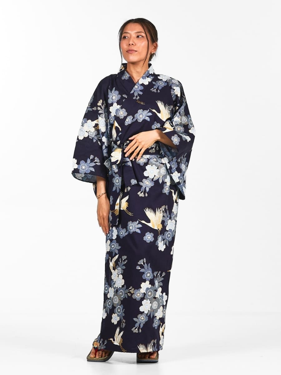 Naisten Yukata Kimono Sakura to Tsuru