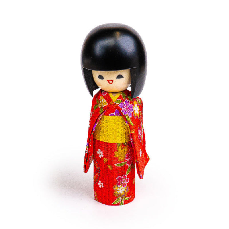 Punainen Kokeshi Egao japanilainen nukke