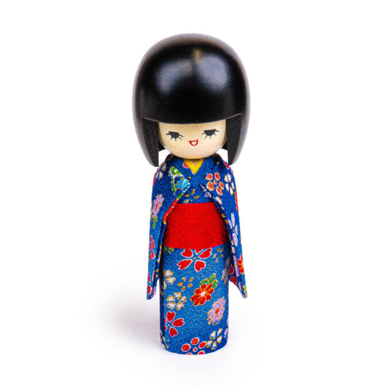 Japanilainen Kokeshi Kimono Nukke Sininen