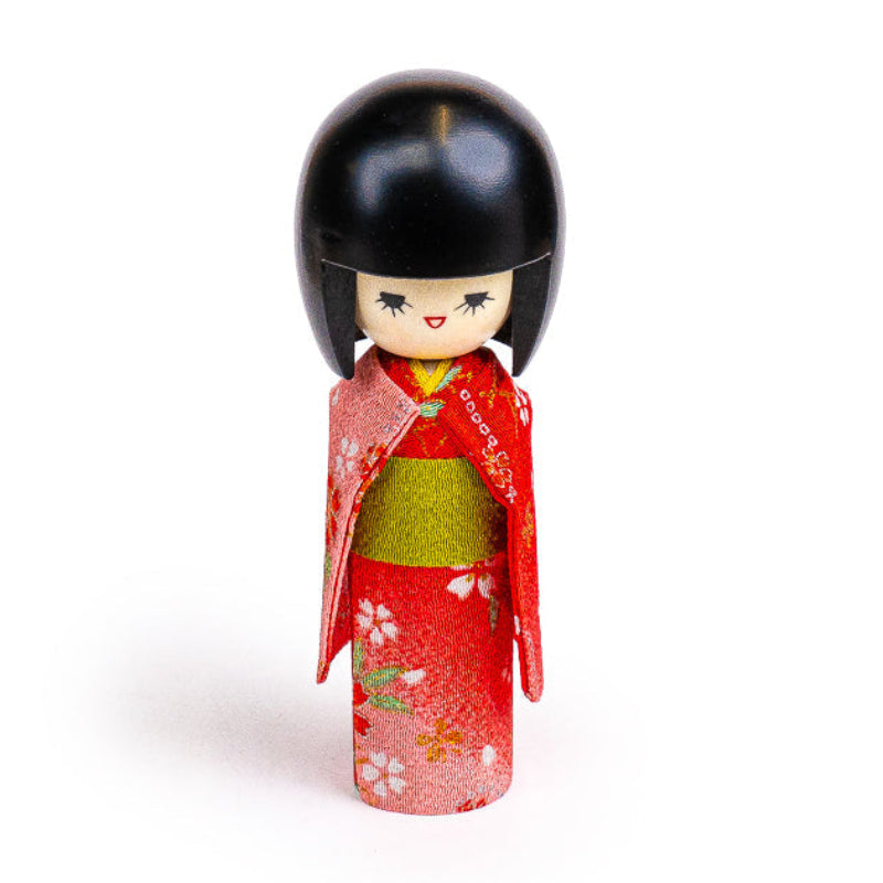 Japanilainen Kokeshi Kimono Nukke Punainen