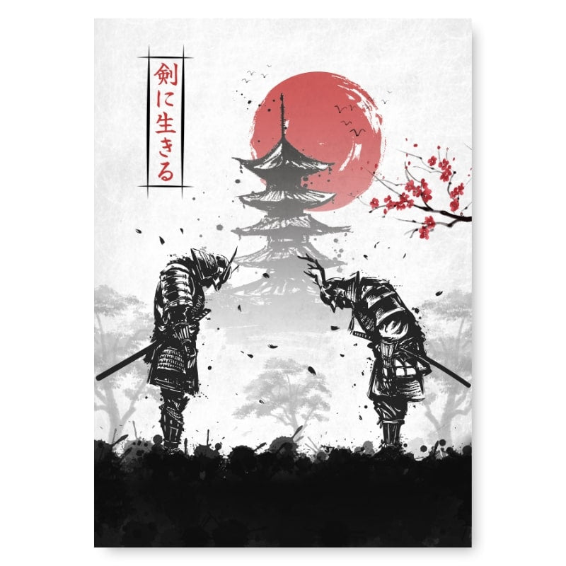 Japanilainen Samurai Duel juliste - A3