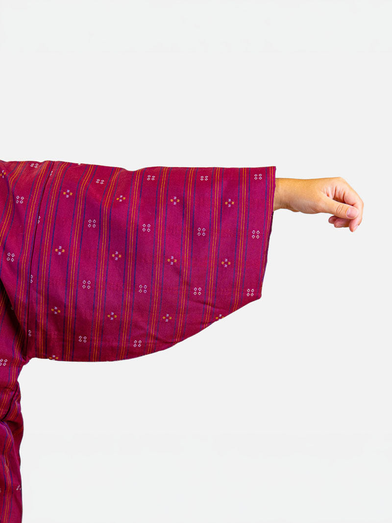 Hanten-takki naisille, vaaleanpunainen, Shima ni Hishi -kuvio