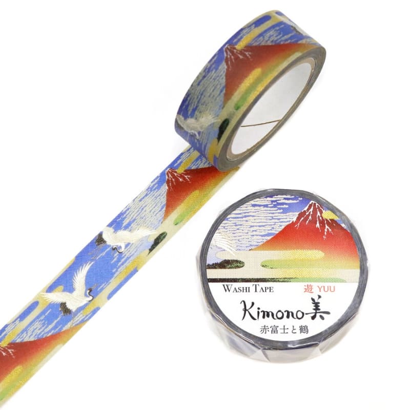 Japanilainen Washi Tape Fuji Punainen ja Crane